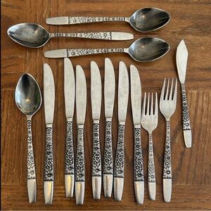 Hanford Forge SPRING LAKE Floral Stainless Japan flatware cutlery x14 pieces